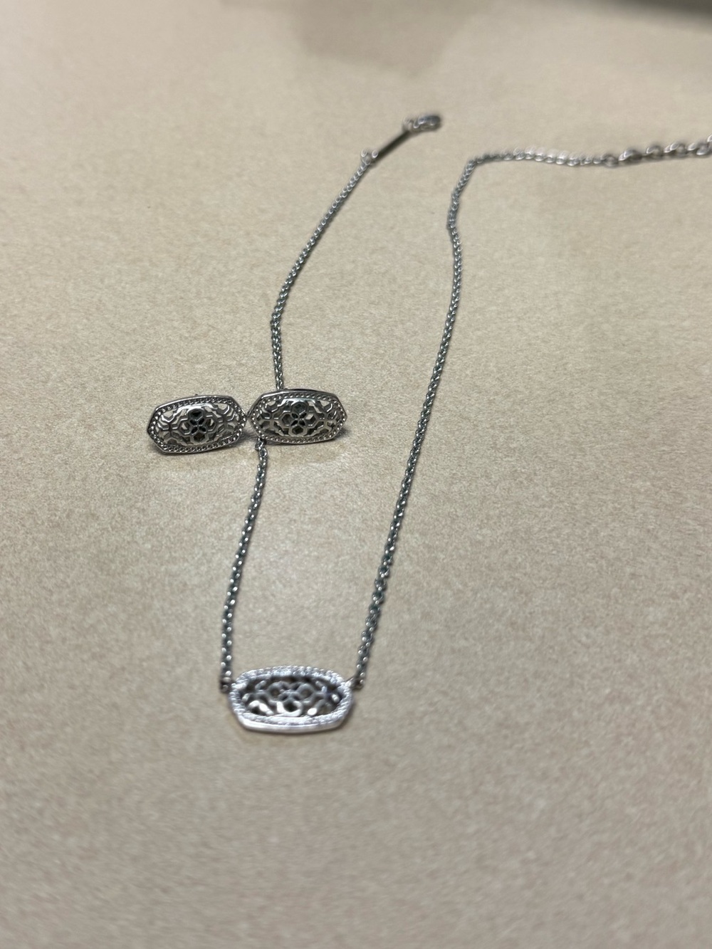 Kendra Scott Silver Filigree Pendant Necklace & Earring set - Women's Jewelry